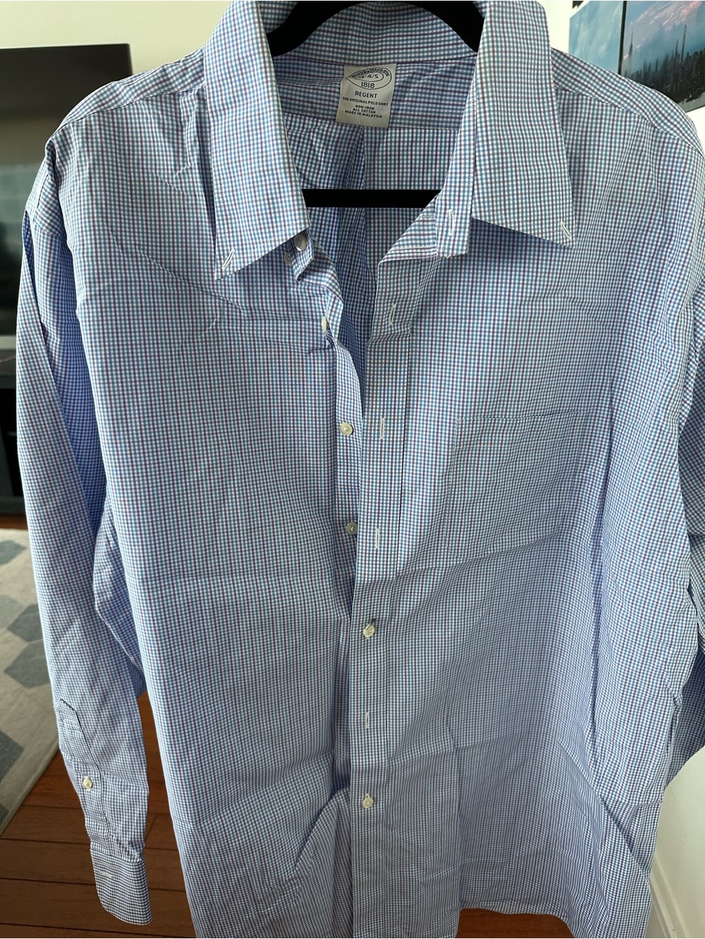 Brooks Brothers Light Blue Micro-Check Dress Shirt